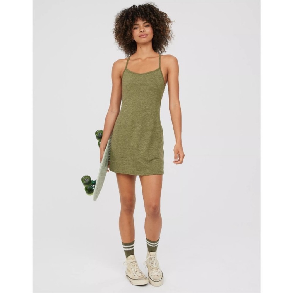 OFFLINE By Aerie The Hugger Dress Green Sporty Stretch Casual Athletic Workout